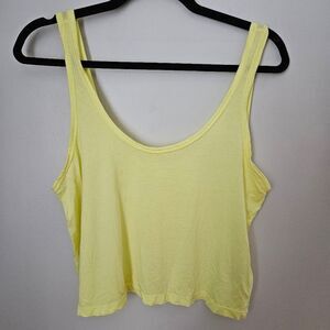 BP Tank Top Crop Bright Yellow Oversized Casual Crewneck Solid